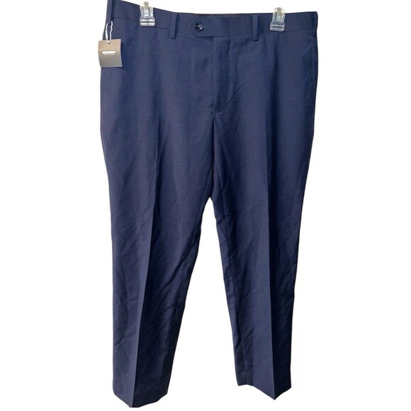 INDOCINO Pants Mens Sz 36x30 Yaletown Blue Wool mohair Trousers Flat Front New - Picture 1 of 11